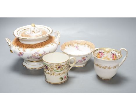 A Victorian porcelain tea service and two coffee cans,
