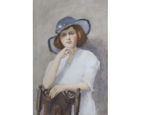 S. Parr, watercolour, Portrait of a young lady, signed, 34 x 22cm