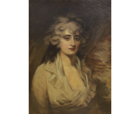 After Sir Henry Raeburn, oil on canvas, Portrait of a lady, 72 x 53cm