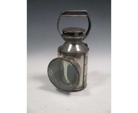 An original BR hand lantern with revolving handle turning the internal glasses