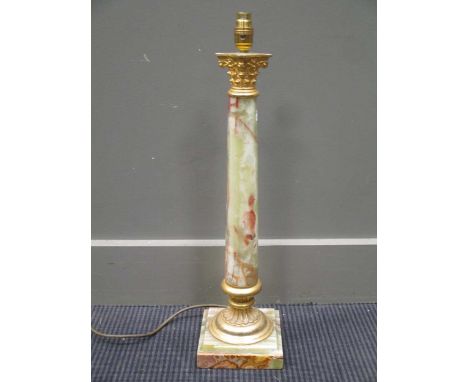 An onyx Corinthian column table lamp
