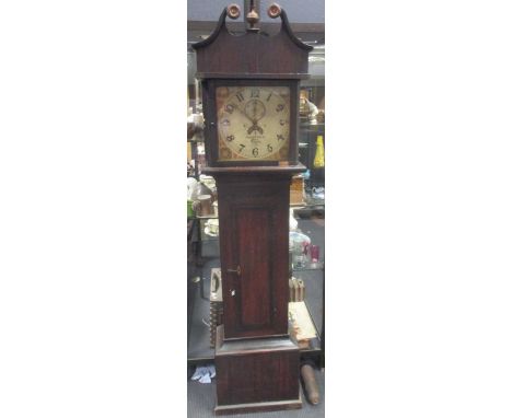 A 19th century oak 30 hour longcase clock, Robert Clark, Cerne, with painted square dial 188cm high