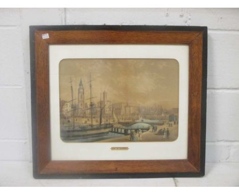 Liverpool docks coloured lithograph, 19th century