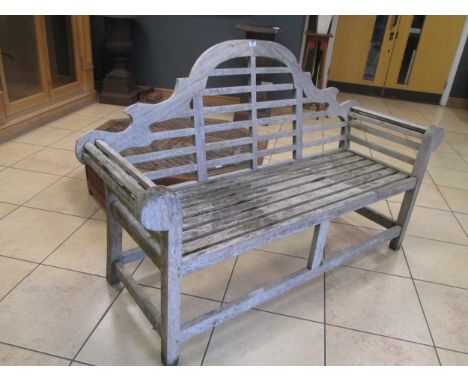 A Lutyens style modern teak bench, 167cm wide