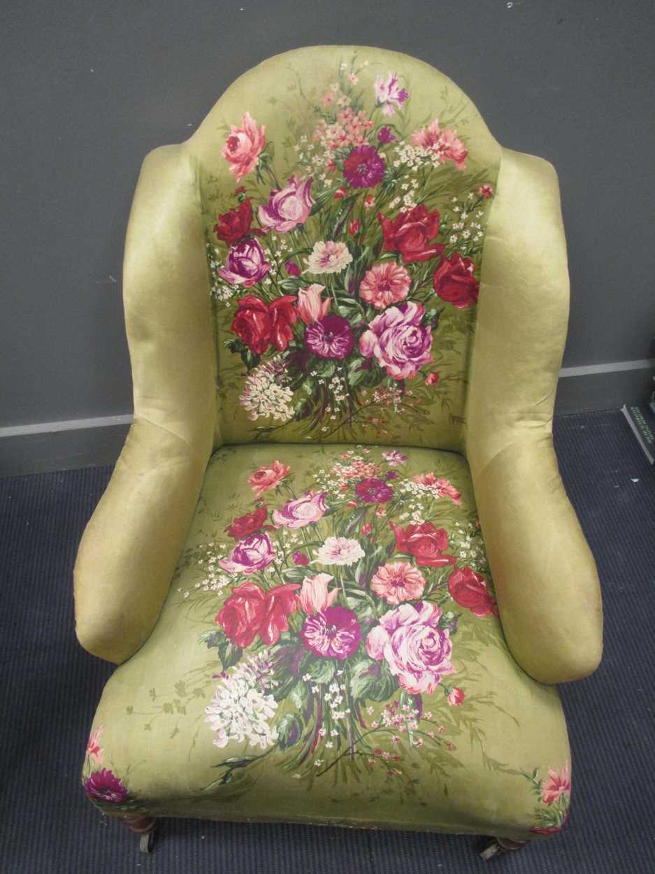 Pair of arm chairs with floral upholstery (2) in Cheffins Fine Art