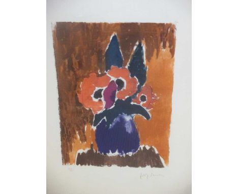 Vase of flowers signed and numbered 22/75 lithograph 65 x 49cm