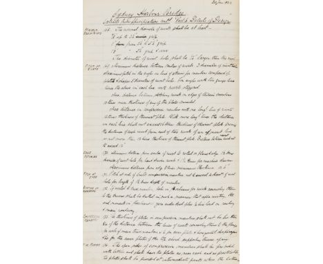 NO RESERVE Civil Engineering.- ?Hore (P.P.) [Engineering notebook], manuscript, 110pp. excluding blanks, a few pp. in pencil,