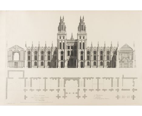 NO RESERVE Architecture.- Hawksmoor (Nicholas) Architectural Designs for All Souls College, Oxford, 6 engraved plates, withou