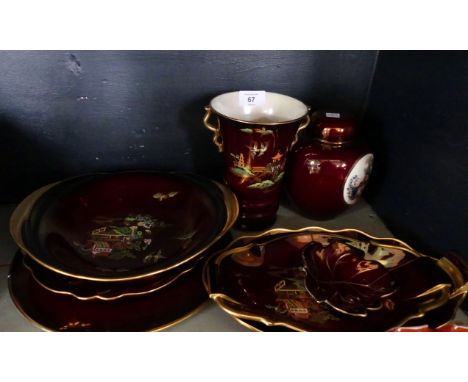 A quantity of Carltonware Rouge dishes, vase, ginger jar etc. 