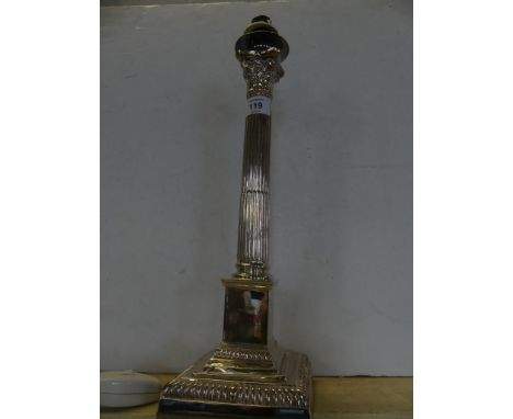 A silver-plated Corinthian column table lamp (sold electrically untested) 