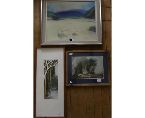 A mixed lot of Neil Murison 'Gulls on the Beach', oil on canvas, together with Rebrov 'The Wind 2002', and Glenis Andrews and