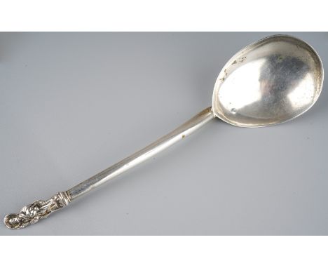 A 19th century continental silver apostle spoon, circa 1870-1890 after an earlier 17th century Swiss spoon, tapering stem wit