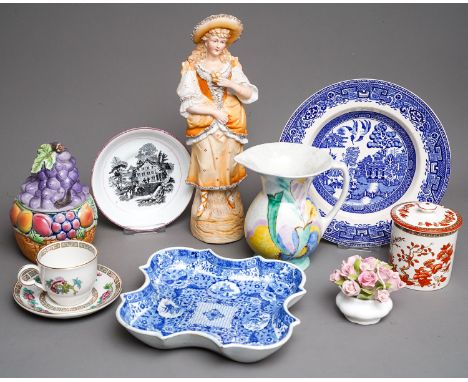 Assorted mainly English ceramics to include various tea wares, Parian model of a Lady, Art Deco style Beswick ware jug, Aynsl