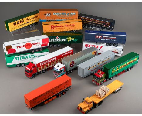 Two boxes of diecast articulated trailers, some code 3 plus tractor units (2)  