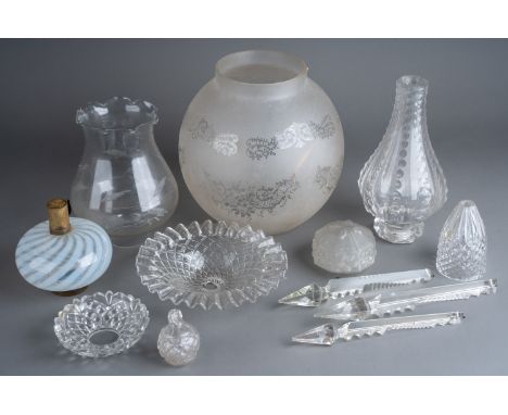 Assorted glass chandelier and gas light pieces together with a box of glass chandelier and light droplets (2 boxes)  