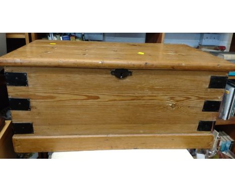 A Vintage Pine Chest. With iron fittings. provenance, 80 Rose Street Wokingham. 