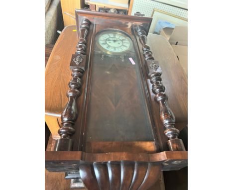 A 19th century Vienna wall Clock. With two weights and a pendulum. provenance 80 Rose Street Wokingham. 