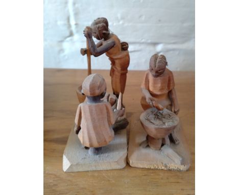 Two Vintage Ethnographic Carved Wood Figures. 28cm long. 