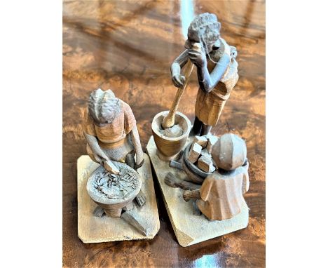 Two Vintage African Tribal Carved Wood Figures. Circa 1960. 8cm high. Provenance 80 Rose Wokingham. 