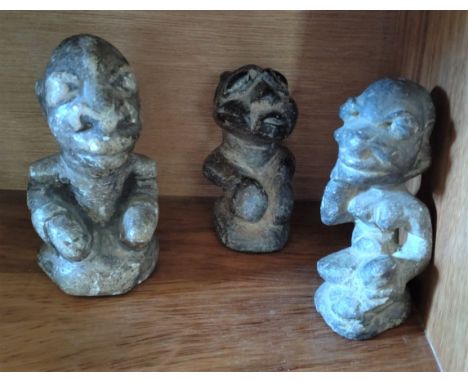 Three Vintage or Antique Nomoli Figures.  Sierra Leone. In sizes. 13cm to 9cm high. (3) Nomoli figurines are among the earlie