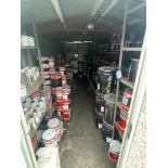Contents of paint store to include different strength catalysts, thinners and various colour