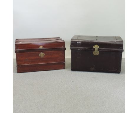 A 19th century tin trunk, together with another larger, 72cm