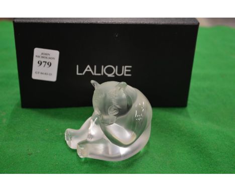 A Lalique model of a seated bear with original box.