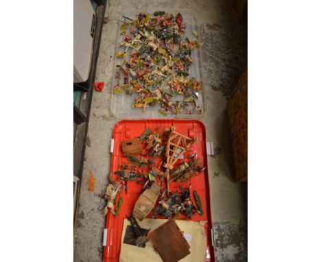 A quantity of plastic model soldiers and accessories etc.