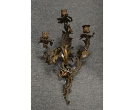 A good large ormolu three light wall sconce.