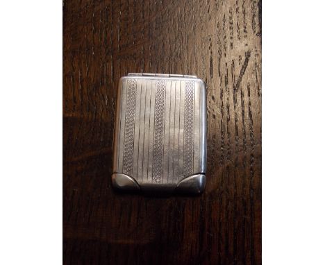 BIRMINGHAM SILVER MATCH CASE WITH ENGINE TURNED BANDS 4.5CM