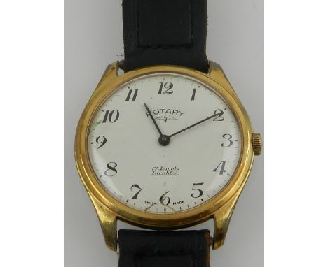 A 1970s Rotary gentleman's gold plated 17 jewel incabloc wristwatch.
