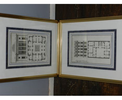 Two French architectural engravings. H.40, W.24cm