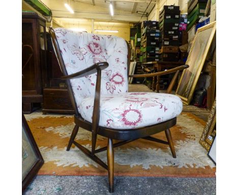 Ercol Gold Label Dark Elm Fireside Chair with original cushionsMeasures - H83cm