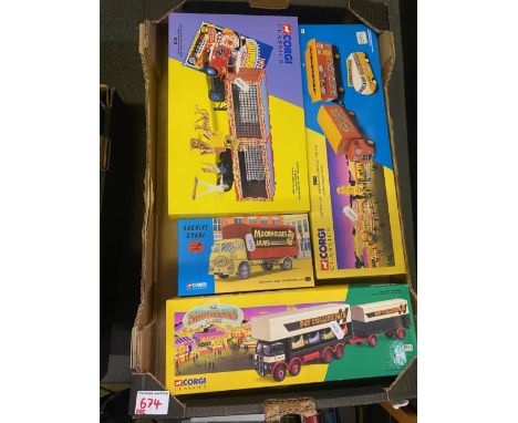 A collection of Corgi boxed Toy vehicles to include ERF Artic with cages, lions, tigers, pedestal &amp; tamer, Archive Corgi 