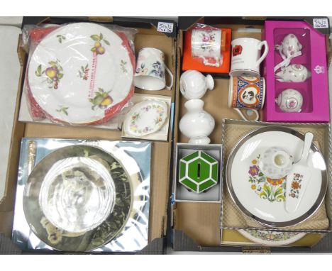 Mixed Ceramics Including Royal Albert Christmas Decorations Spode Plate, Wedgwood Pin Trays, Vases April Flowers, Commemorati