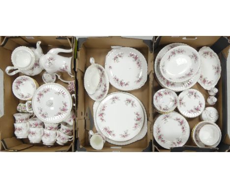 Royal Albert 'Lavender Rose' Tea/Dinner set to include One Double Handled Platter, Two Double Handled Sandwich Plates, Gravy 