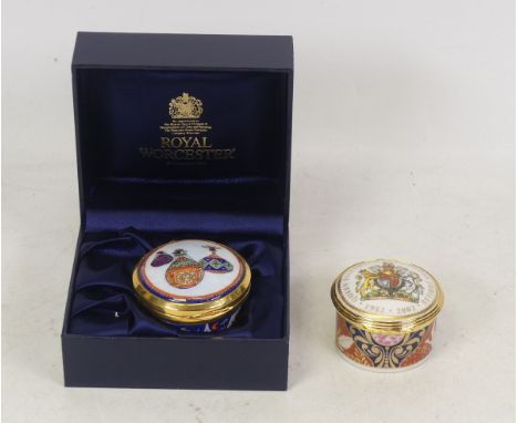 Royal Worcester Boxed  'Flights Of Fancy' Combined Clock/Pill Box and a Queen Elizabeth Golden Jubilee 1952-2002 (2)