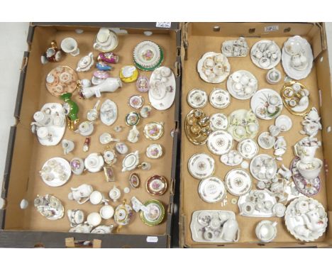 A Large Collection Of Miniature Ceramic Tea Sets Various Colours and Patterns Ideal For The Dolls House Enthusiast. (2Trays)