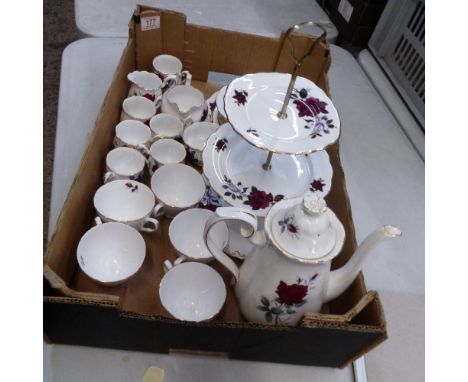 Royal Albert Sweet Romance pattern tea and dinner ware items to include teapot, 5 tea cups &amp; saucers, 6 coffee cans and s