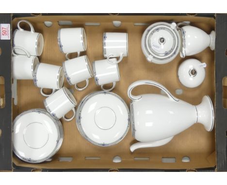 Wedgwood Bone China 'Amherst' Coffee Set Including Coffee Pot, Lidded Sugar Bowl, Cream Jug, Eight Coffee Cans, Eight Coffee 