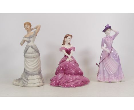 Three Coalport Lady Figurines including Chantilly Lace High Style, The Collingwood Collection Mary and The Age Of Elegance Gr