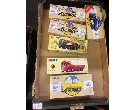 A collection of Corgi Classic E.R.F Toy Lorries to include Flatbed with chains/barrels flowers x 2, John Smiths delivery Truc