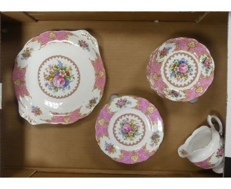 Royal Albert, Carlysle Pattern Teaware including Bread Plate,  Plates, Saucers and Milk Jug (1 Tray)