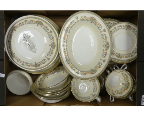 Aynsley, Henley Pattern Dinnerware includes Tureen, Veg Bowls, Bowls, Bouillon Cups and Saucers, Dinner Plates (1 Tray)