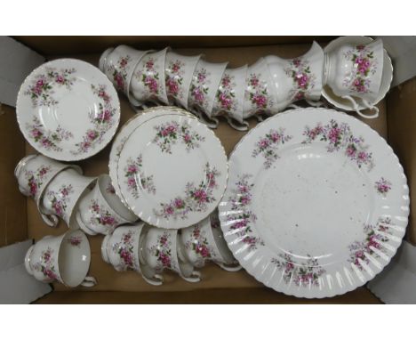 Royal Albert, Lavender Rose Pattern Teaware including Teacups, Dinner Plate, Side Plates, Saucers, Milk Jug etc. (1 Tray)