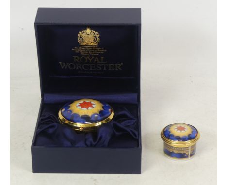 Royal Worcester 'To Celebrate The Millennium' Boxed Pill Box Clock Combined and a Smaller Pill Box(2)