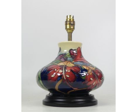 Moorcroft Squat Lamp Base On Plinth 'Simeon' By Philip Gibson Height Including Light Fitting &amp; Plinth 28cm