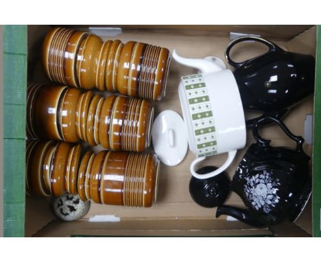 A Mixed Collection of Ceramics including Wade Country Storage Jars, Wedgwood Susie Cooper Teapot, Alfred Meakin Midnight Star