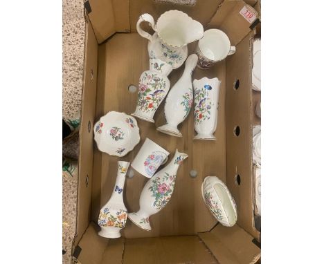 A collection of Aynsley Cottage Garden &amp; Pembroke pattern items to include shell vase, globe vases x 2, bud vases, pin di