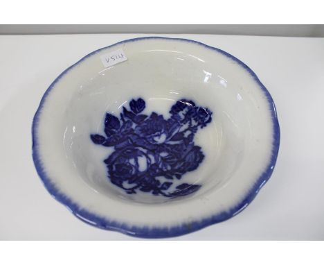 A reproduction of a antique Blakeney blue & white transfer print ironstone bowld31cm 